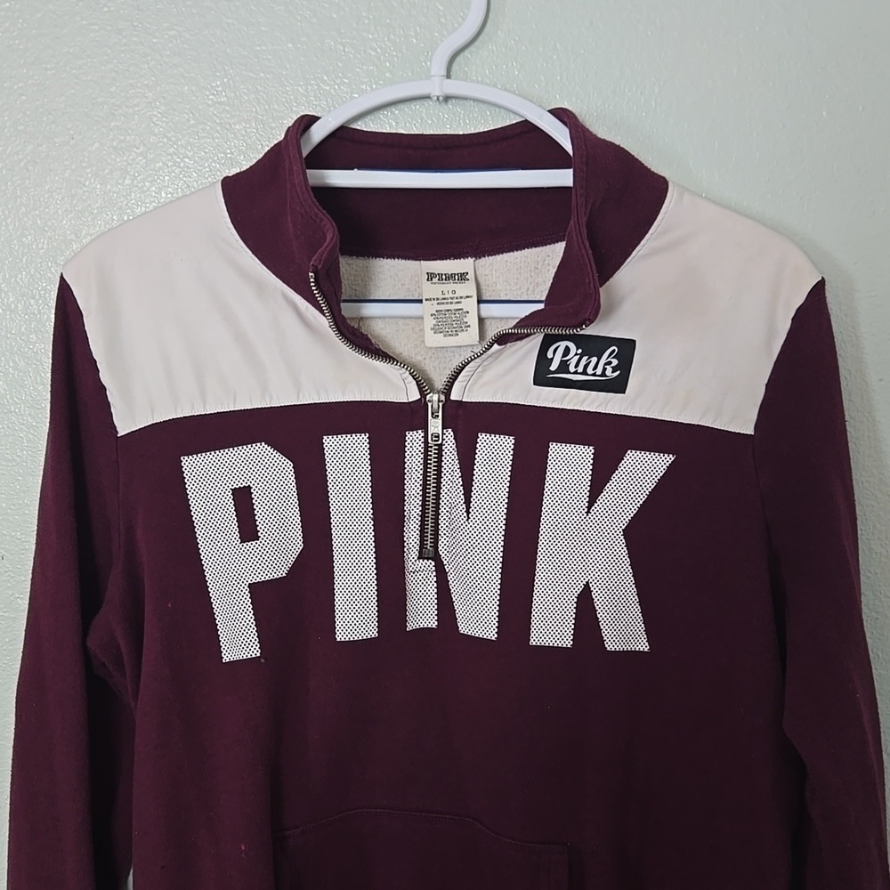 Pink | Maroon 1/4 Zip Sweatshirt Size Large